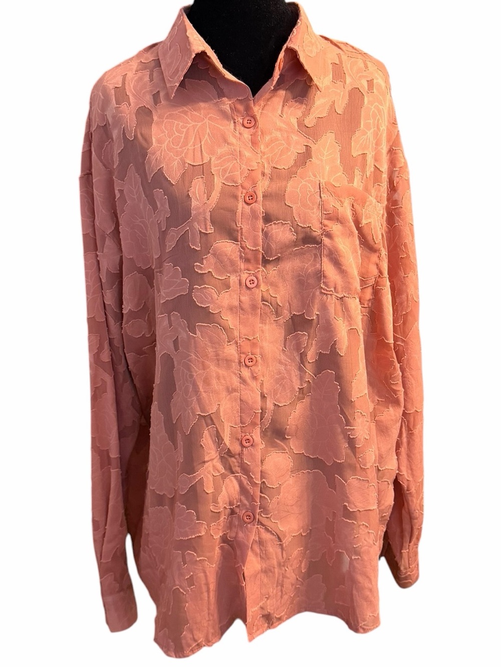 Purple Lava Pink Floral Button Down Shirt L